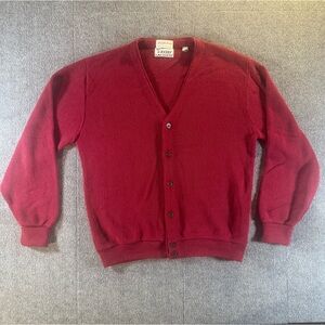 Vintage 70s 80s Izod Lacoste Saks Fifth Avenue Cardigan Red Orlon XL Grandpacore